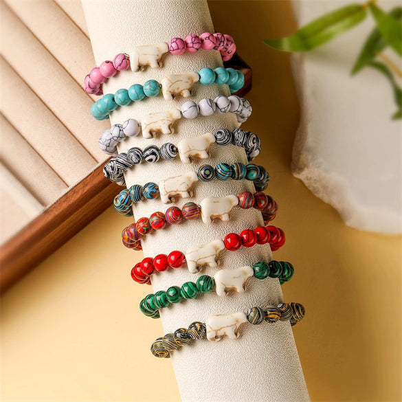Wholesale Agate Handmade Animal Zodiac Beaded Stretch Bracelet