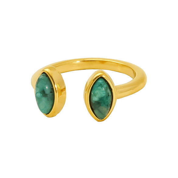 Wholesale Agate Ring Geometric Style Real Gold Electroplated For Women