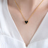 Wholesale All Match Jewelry Suit With French Love Couple Design For Women And Unisex Made Of Titanium Steel With Peach Heart Glass Beads Electroplated