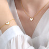 Wholesale All Match Jewelry Suit With French Love Couple Design For Women And Unisex Made Of Titanium Steel With Peach Heart Glass Beads Electroplated