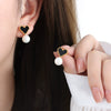 Wholesale All Match Jewelry Suit With French Love Couple Design For Women And Unisex Made Of Titanium Steel With Peach Heart Glass Beads Electroplated