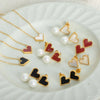 Wholesale All Match Jewelry Suit With French Love Couple Design For Women And Unisex Made Of Titanium Steel With Peach Heart Glass Beads Electroplated