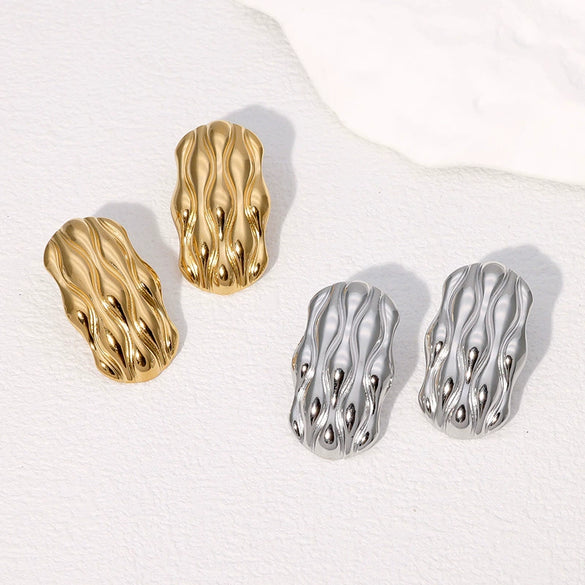 Wholesale All Match Retro Temperament Cold Style Women's Stainless Steel Geometric Earrings With Electroplating