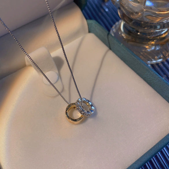 Wholesale Alloy And Copper Irregular Double Ring Collarbone Chain Necklace With Geometric Style For Women