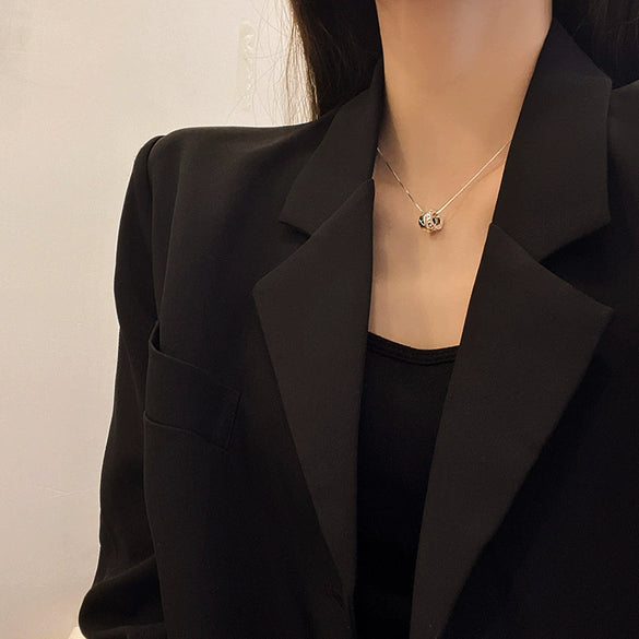 Wholesale Alloy And Copper Irregular Double Ring Collarbone Chain Necklace With Geometric Style For Women