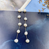Wholesale Alloy And S925 Silver Natural Pearl Long Earrings With Geometric Pattern And Gold Electroplated For Women