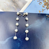 Wholesale Alloy And S925 Silver Natural Pearl Long Earrings With Geometric Pattern And Gold Electroplated For Women
