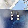 Wholesale Alloy And S925 Silver Natural Pearl Long Earrings With Geometric Pattern And Gold Electroplated For Women