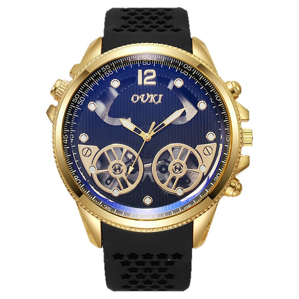 Wholesale Alloy And Silicone Men's Business Style Round Dial Quartz Watch With Sapphire Crystal Glass Mirror And Stainless Steel Doublesided Press Buckle