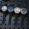 Wholesale Alloy And Silicone Men's Business Style Round Dial Quartz Watch With Sapphire Crystal Glass Mirror And Stainless Steel Doublesided Press Buckle