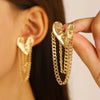 Wholesale Alloy And 925 Silver Heart Shaped Stud Earrings With Hammered And Tassel Chain Retro Style For Women