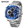 Wholesale Alloy And Steel Strip Multifunctional Sports Waterproof Electronic Quartz Watch For Men In Highend Style Round Shape
