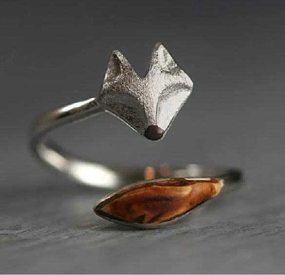 Wholesale Alloy Animal Fox Opening Ring Electroplated Jewelry For Women