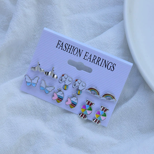 Wholesale Alloy Animal Geometric Dripping Oil Earrings Set