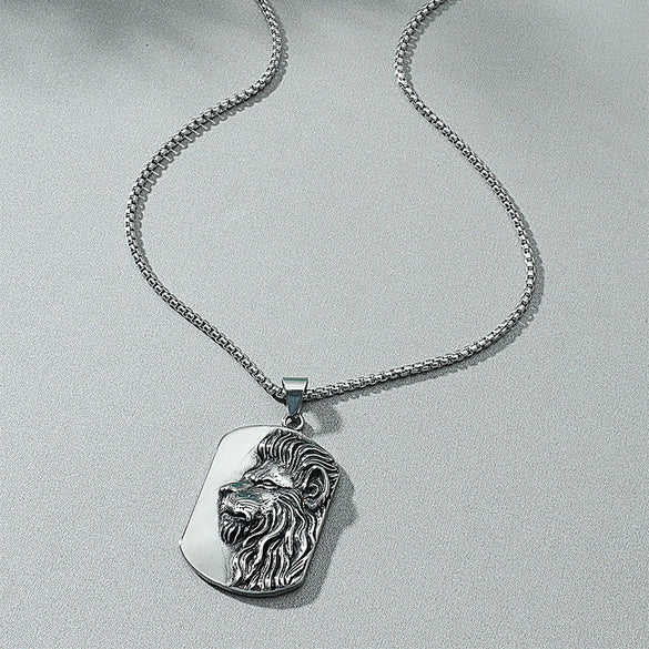 Wholesale Alloy Animal Retro Personalized Hiphop Lion Head Necklace With Electroplating For Men