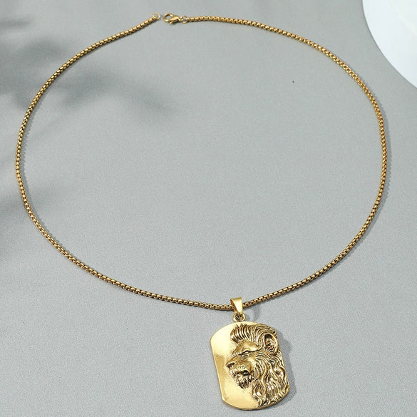 Wholesale Alloy Animal Retro Personalized Hiphop Lion Head Necklace With Electroplating For Men