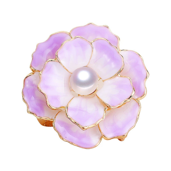 Wholesale Alloy Artificial Gemstones And Semiprecious Stones Inlaid Women's Pearl Flower Brooch