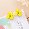 Wholesale Alloy Baking Paint Four Leaf Clover Flower Earrings For Women
