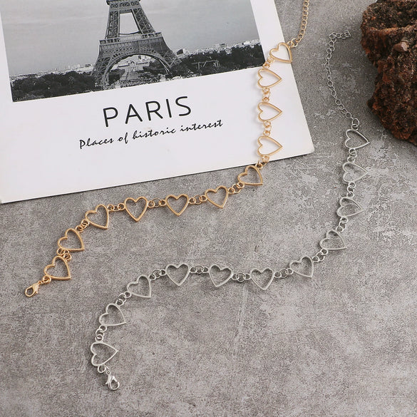 Wholesale Alloy Ball Chain Retro Geometric Heart Hollow Love Necklace With Electroplating