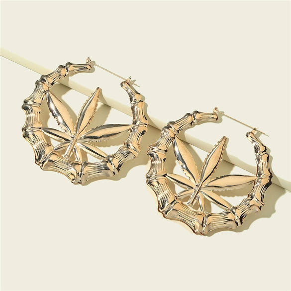 Wholesale Alloy Bamboo Geometric Pattern Electroplated Punk Hiphop Women's Earrings