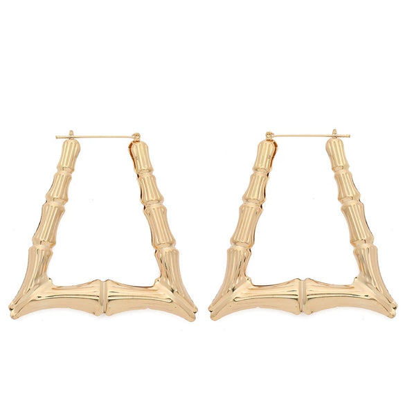 Wholesale Alloy Bamboo Geometric Pattern Electroplated Punk Hiphop Women's Earrings