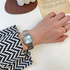 Wholesale Alloy Bamboo Square Dial Female Retro Leisure Gold Watch