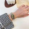 Wholesale Alloy Bamboo Square Dial Female Retro Leisure Gold Watch