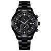 Wholesale Alloy Band Men's Round Dial Quartz Watch With Fake Two Eyes Calendar And Horseshoe Buckle Leisure Style