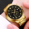 Wholesale Alloy Band Men's Round Dial Quartz Watch With Fake Two Eyes Calendar And Horseshoe Buckle Leisure Style