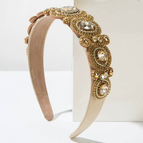 Wholesale Alloy Baroque Geometric Rhinestone Diamond Headband For Women Hair Accessories