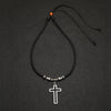 Wholesale Alloy Beaded Necklace Retro Geometric Style With Cross Wax Rope And Electroplating Treatment