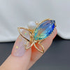 Wholesale Alloy Blue Pearl Butterfly Flower Styling Electroplating Women's Brooch