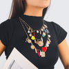 Wholesale Alloy Bohemian Geometric Sunflower Snake Multilayer Charm Necklace For Women With Diamond Design
