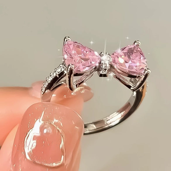 Wholesale Alloy Bow Shaped Opening Adjustable Ring And Bracelet With Electroplating For Women