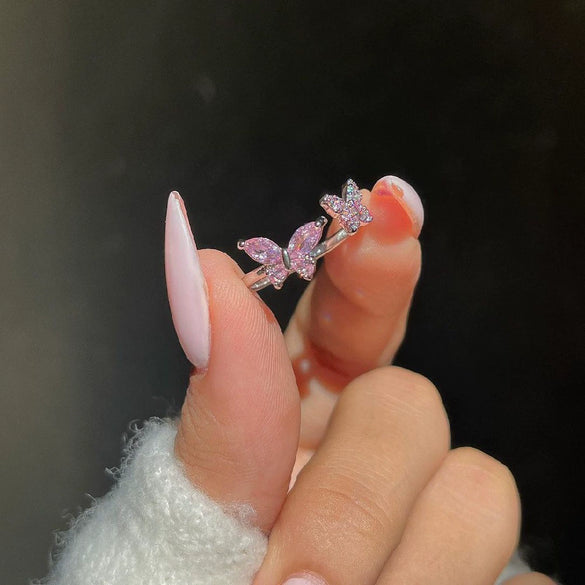 Wholesale Alloy Bow Shaped Opening Adjustable Ring And Bracelet With Electroplating For Women