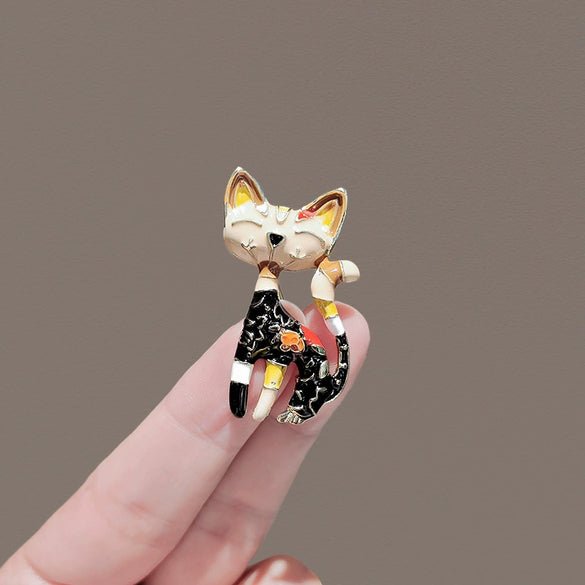 Wholesale Alloy Brooch Pin Retro Black Kitten Design Electroplated Women's Accessories