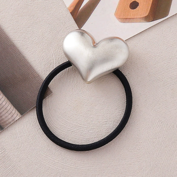 Wholesale Alloy Brushed Square Love Chain Hair Ring With Electroplating Process And High Design Sense