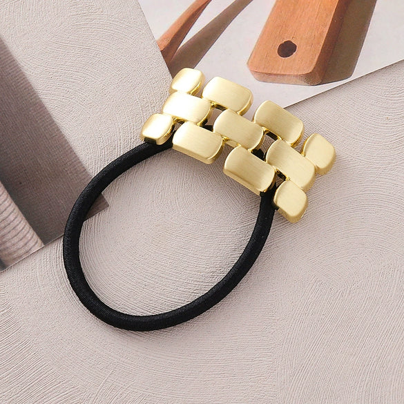 Wholesale Alloy Brushed Square Love Chain Hair Ring With Electroplating Process And High Design Sense