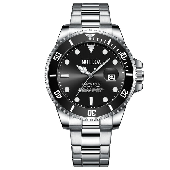 Wholesale Alloy Business Style Round Dial Imitation Mechanical Men's Luminous Calendar Waterproof Watch