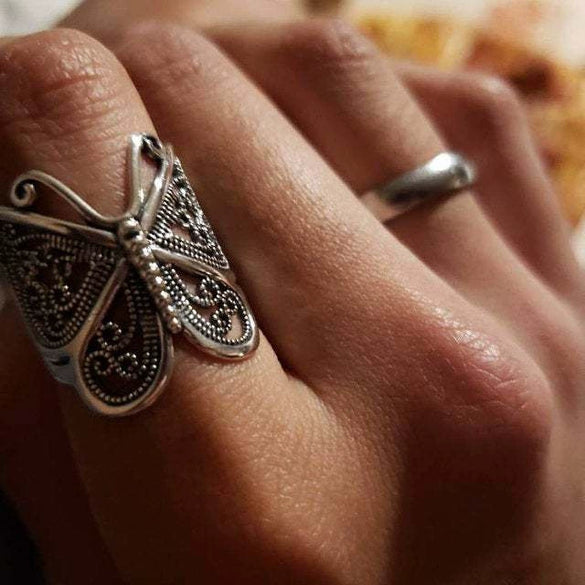 Wholesale Alloy Butterfly Opening Adjustable Animal Ring With Electroplating For Women