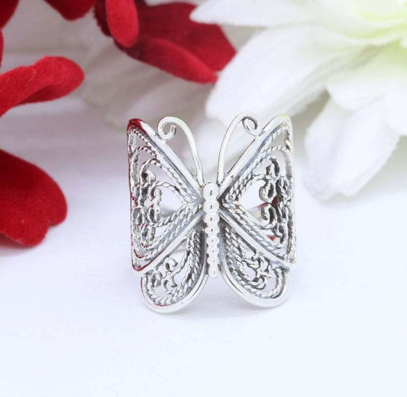 Wholesale Alloy Butterfly Opening Adjustable Animal Ring With Electroplating For Women