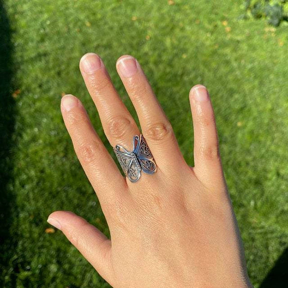 Wholesale Alloy Butterfly Opening Adjustable Animal Ring With Electroplating For Women
