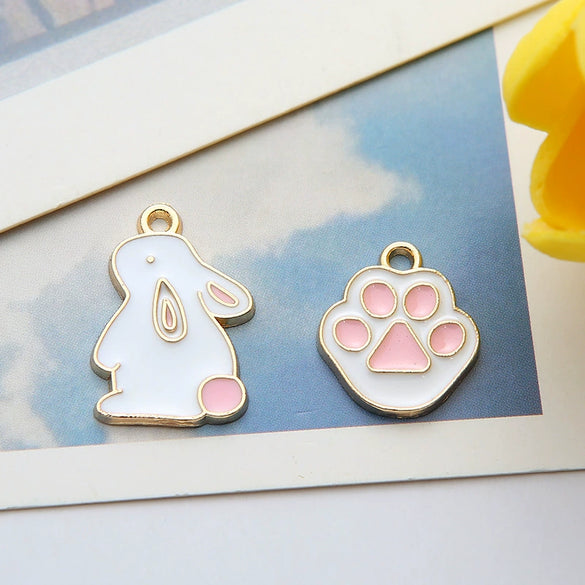 Wholesale Alloy Cartoon Rabbit Dripping Oil Pendant Earrings Jewelry Accessories
