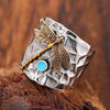 Wholesale Alloy Carved Dragonfly Finger Ring Retro Exaggerated Style Electroplated For Men And Women