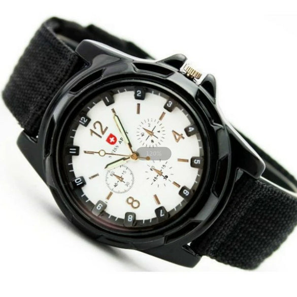 Wholesale Alloy Case Nylon Woven Strap Men's Quartz Watch Round Dial Luminous Pointer Casual Sports Style