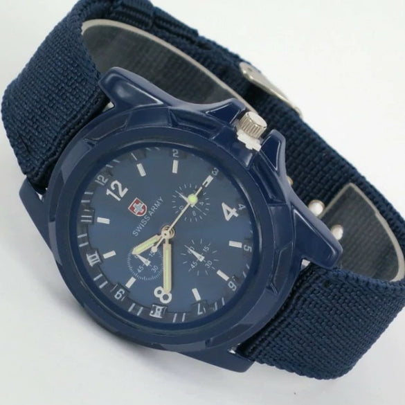 Wholesale Alloy Case Nylon Woven Strap Men's Quartz Watch Round Dial Luminous Pointer Casual Sports Style