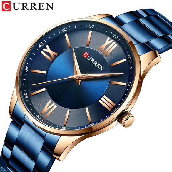 Wholesale Alloy Case Stainless Steel Band Round Dial Waterproof Quartz Men's Business Fashion Watch