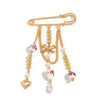 Wholesale Alloy Ceramic Bow Heart Pendant Brooch Highend Electroplating Design For Women