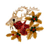 Wholesale Alloy Christmas Deer Brooch With Dripping Oil And Leaf Design