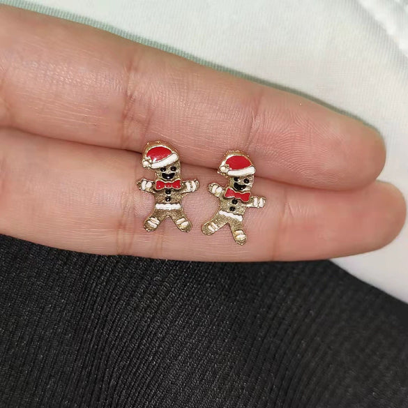 Wholesale Alloy Christmas Earrings With Elk And Cartoon Characters Electroplating Design